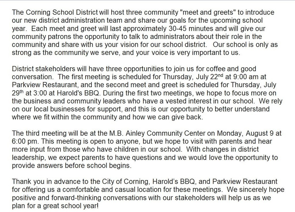 meeting schedule